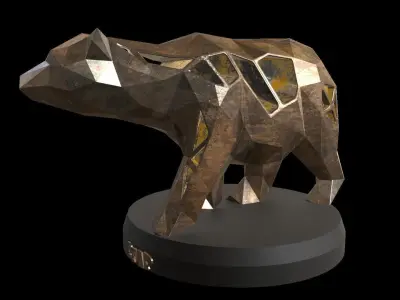 Steampunk Bear Low-poly 3D model