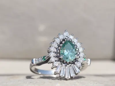 Elegant Pear-Shaped Diamond Ring - 3D Model 3D print model