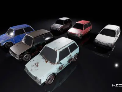 Abandoned Cars Vol1 Low-poly 3D model