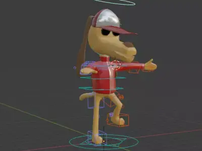 cartoonish Dog  Low-poly 3D model