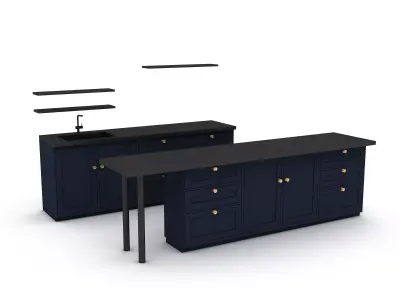 3D model 3d modern kitchen design 02 Low-poly 3D model