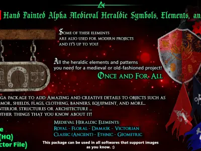 7000 Hand Painted Alpha Medieval Heraldic Symbols - Vol 7 Texture