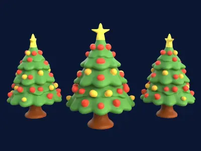 Cartoon Christmas Tree Decorations 3D model