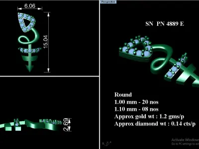 Pendant Earrings combo - 4889 3D print model