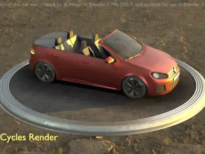 City Car 79 Compact Class Convertible Open Type-C Brown Low-poly 3D model