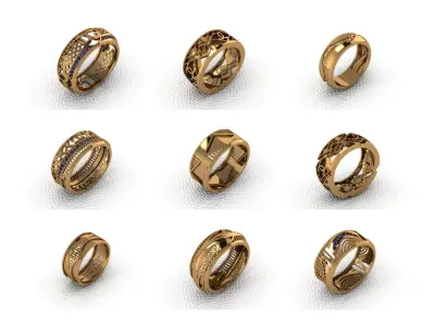 BAND RINGS COLLETION 139 PIECE  3D print model