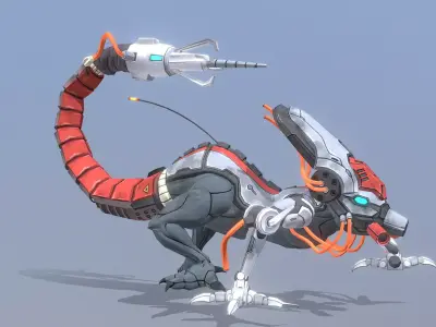 Reptile Cyborg Lizard Walking Fbx  Png 3D model