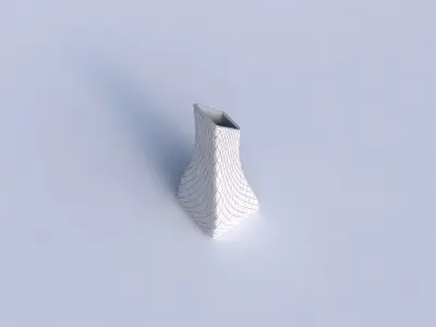 Vase squeezed and bent rectangle with diagonal grid plates 3D print model