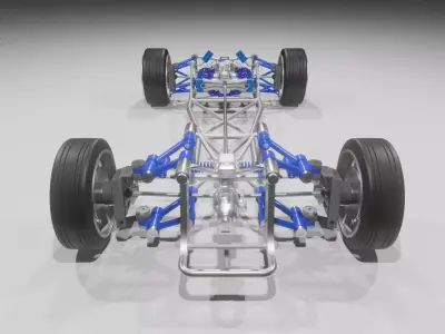 race car chassis-suspension-engine 3D model