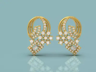 Diamond Tops Earring - 0018 3D print model
