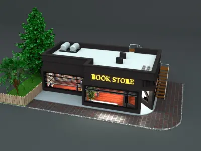 Stylized Book store Created in Maya  Free 3D model