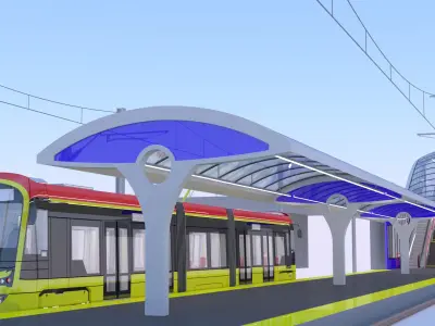 Warsaw tram stop V 3D model