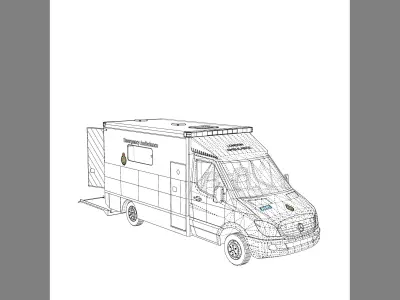 London Emergency Service Ambulance - Mercedes Benz Van 3D model