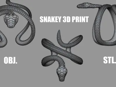 Snake IMM Curve Brush with Snake Ring Model for 3D Print 3D model