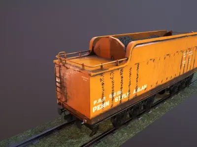 Train Hopper car Low-poly 3D model Low-poly 3D model