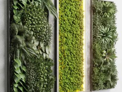 Concrete frame Vertical plant and moss garden wall box 3D model