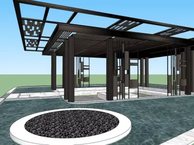 Outdoor sitting area with pargola 3d model 3D model