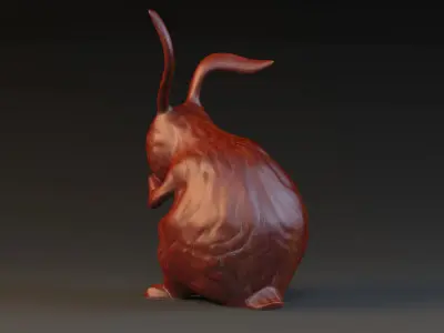 Rabbit sculpture  animal model  bronze sculpture 3D model