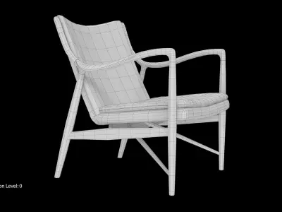 Finn Juhl Nv 45 Chair Velvet DarkBlue Low-poly 3D model