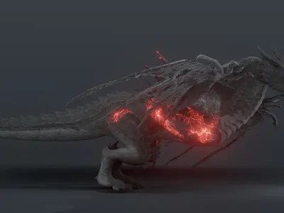 Disaster dragon - rigged blender model Low-poly 3D model
