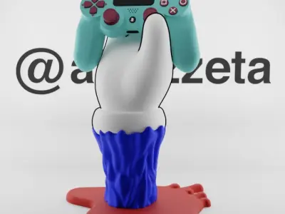 Kaws BFF Hand Controller Stand Play Station and Xbox Textured Low-poly 3D model