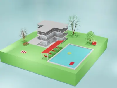 Villa Design Low-poly 3D model