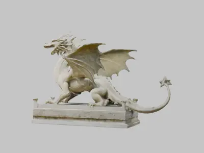 Stone Dragon Statue - Fantasy Garden Decor 3D Model Low-poly 3D model