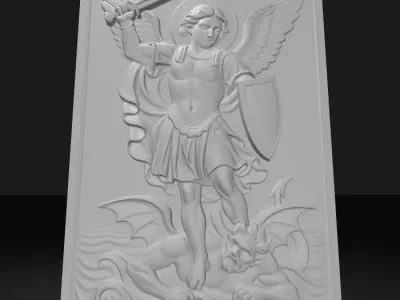 St Michael the Archangel Defeating Satan High Relief Wall Art  3D print model