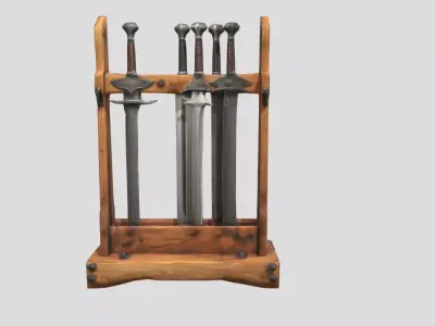 Sword Stand Stylized Medieval 3D Prop Model Low-poly 3D model