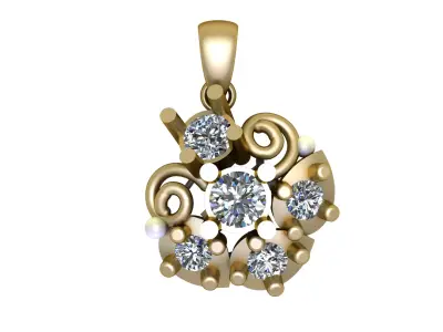 FLORAL DIAMOND PENDANT 3D PRINTABLE MODEL 3D print model
