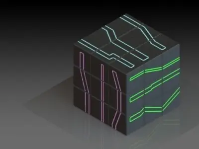 Cube with lines Free 3D model