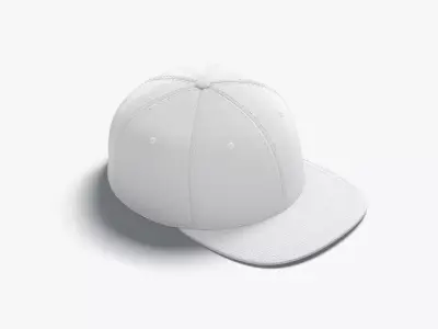 Snapback Cap white headwear with flat visor Low-poly 3D model