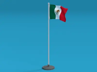 Low Poly Seamless Animated Mexico Flag Low-poly 3D model