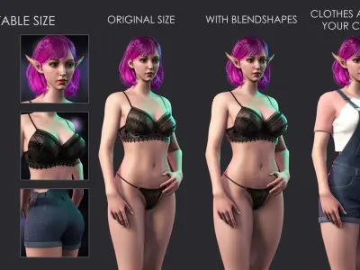 Streetwear Girl 3-6 - Casual Wear Girls Pack 2 Game-Ready Low-poly 3D model