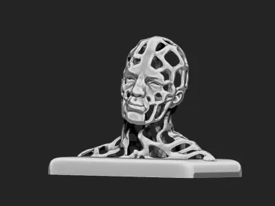 Man head sculpted 3D print model