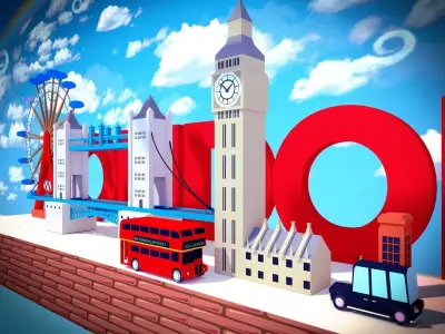 Low-Poly london bus Low-poly 3D model