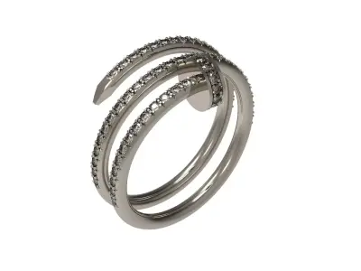 ring 3D print model silver with diamonds 3D print model