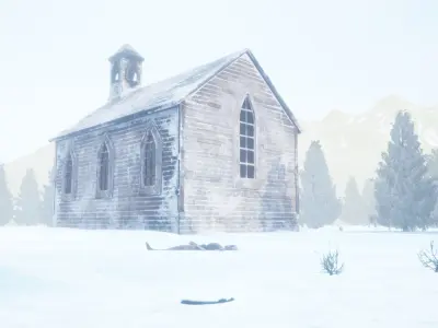1800s Western Church Low-Poly  Free low-poly 3D model