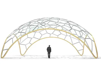 Voronoi Dome Wireframe Structure Stand Alone Pavilion v2 3D model