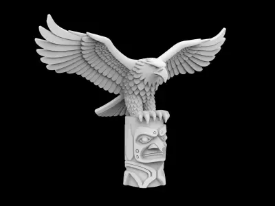 Eagle on Totem Base 3D Print Model 3D print model