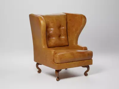 Old fashioned leather chair Low-poly 3D model