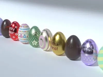 Easter Eggs 11 Different Designs  Low-poly 3D model