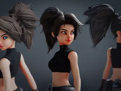 Fantasy Engineer 3D Female Character Model Low-poly 3D model