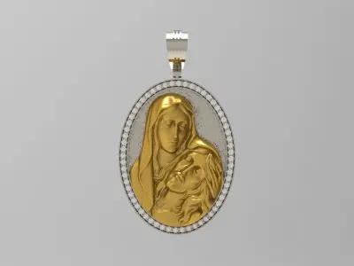 MOTHER MERY AND JESUS PENDANT N - 223 3D print model