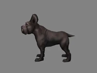 Cartoon black bulldog - puppy dog Low-poly 3D model