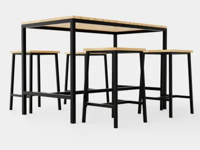 Lorca Non-wood Cafe Set Low-poly 3D model