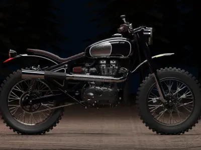 Custom Royal Enfield Scrambler Low-poly 3D model