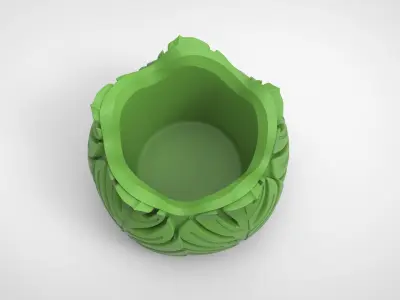 Monstera deliciosa texture vase 2 3D print model