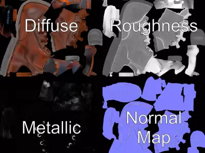 Classic Leather Boot model pack Low-poly 3D model