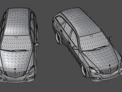 Mercedes two chrysler town and country sedans 3D model